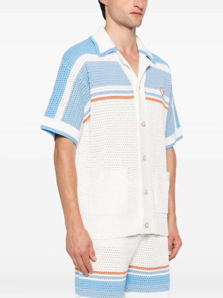 Áo sơ mi giả đan móc