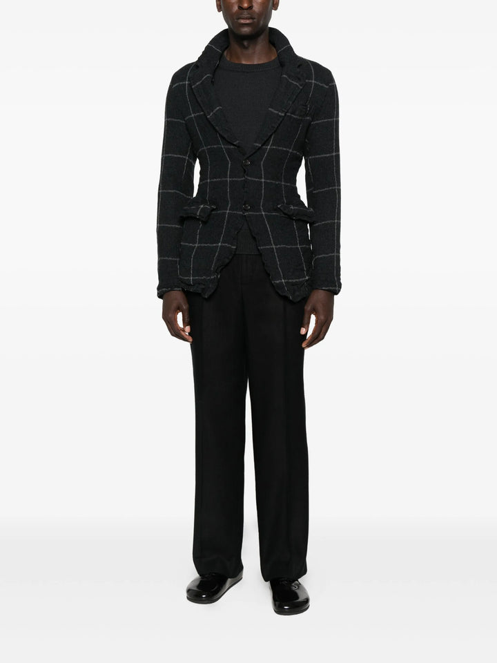 Áo khoác kẻ ô cửa sổ bằng len