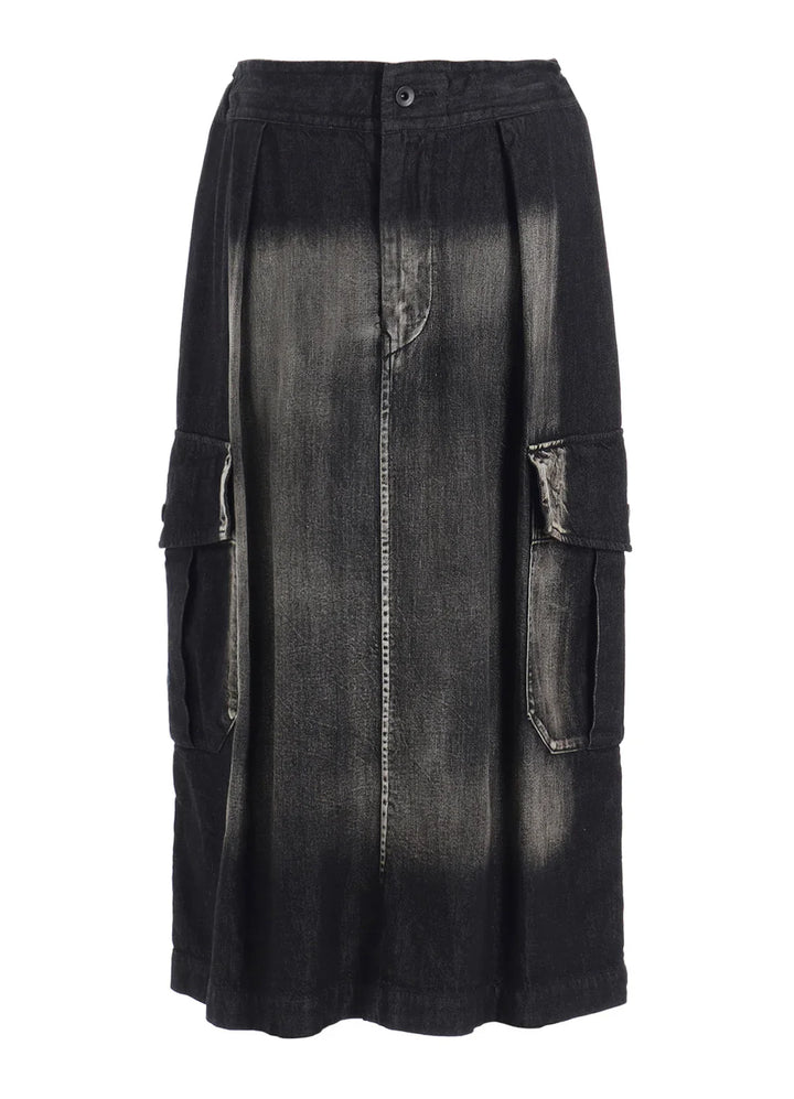 Spotted Denim Side Pocket Straight Skirt