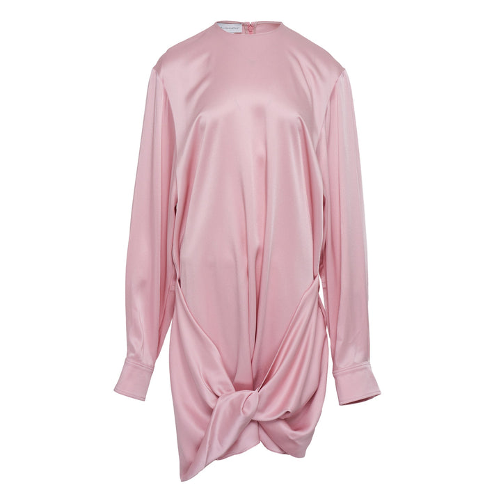 Đầm mini tay dài xoắn satin