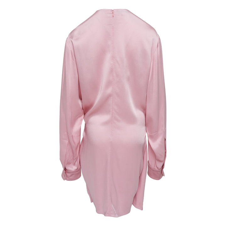 Đầm mini tay dài xoắn satin