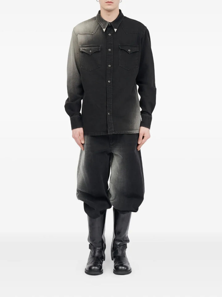 Áo Sơ Mi Dài Tay Denim Đen