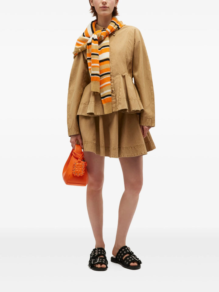 Áo sơ mi peplum cotton co giãn đã giặt