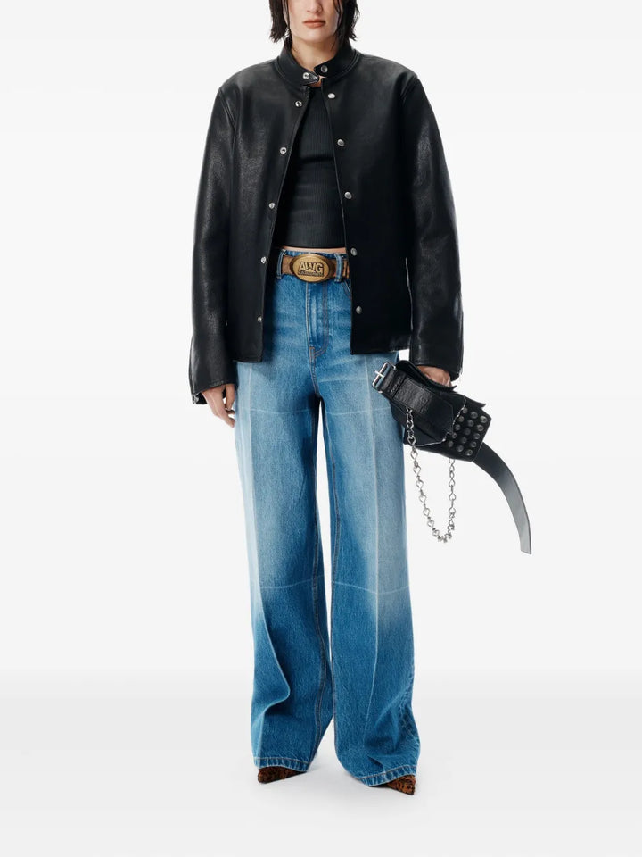 Foldline Wide Straight-Leg Jeans