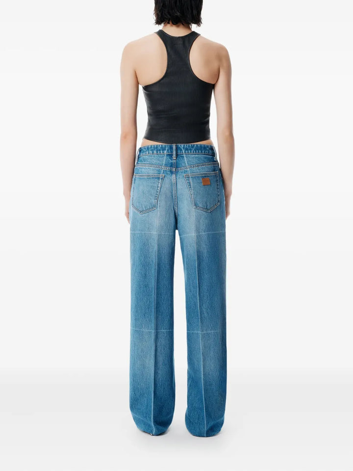 Foldline Wide Straight-Leg Jeans