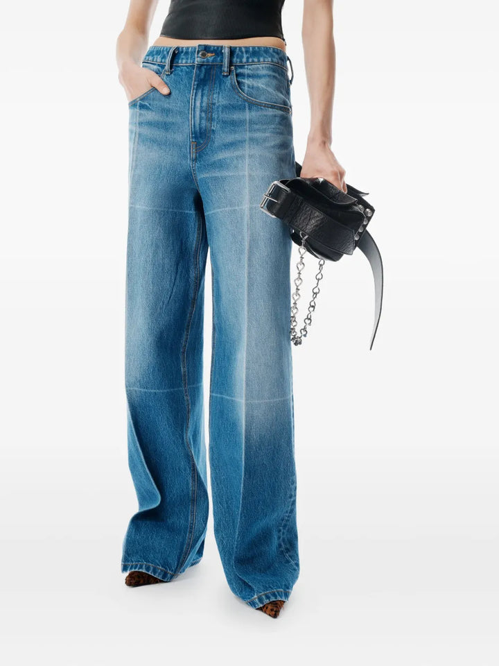 Foldline Wide Straight-Leg Jeans