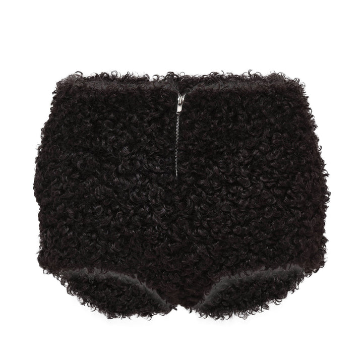 Black Faux Fur Micro Shorts