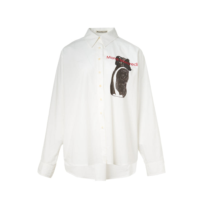 Áo Sơ Mi Oversized Vẽ Ch Ddanji Phía Sau Có Đuôi