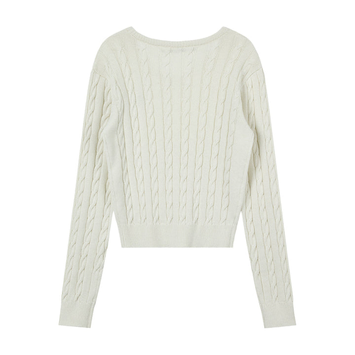 Cable V-Neck Knit Top