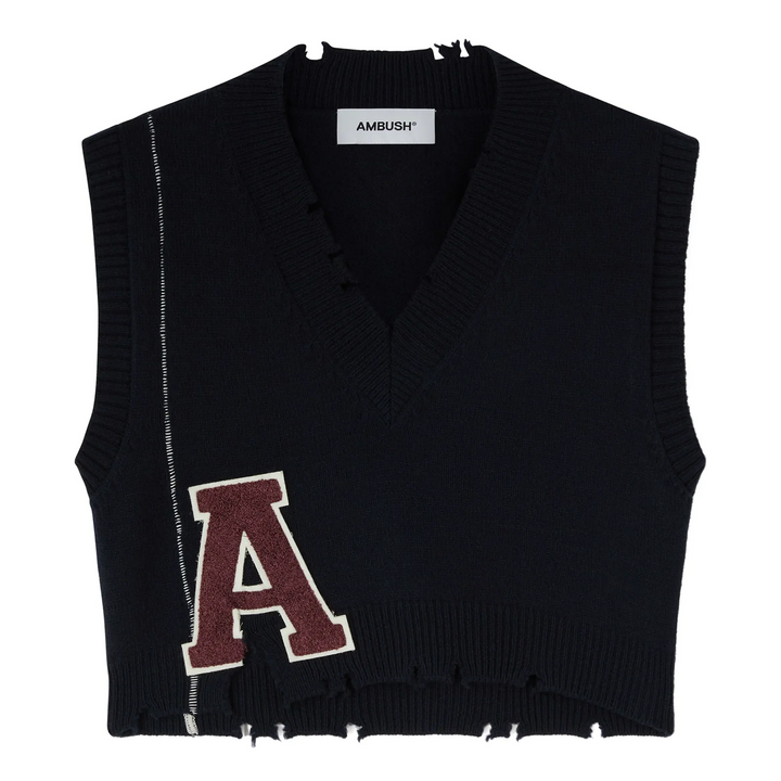 Áo gile V cổ rib bị phá hủy