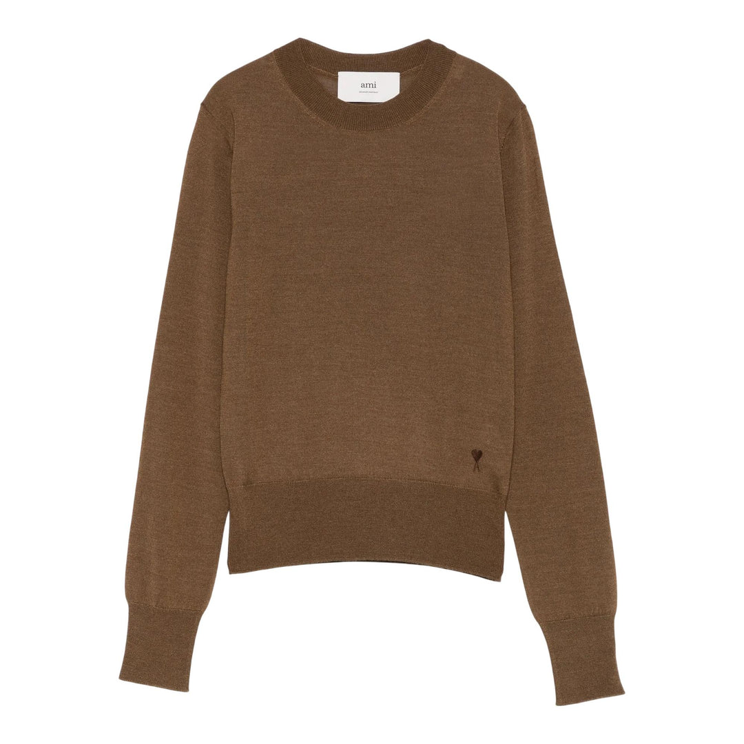 Club21 - AMI - Wool Silk ADC Sweater - SWEATERS - Brown