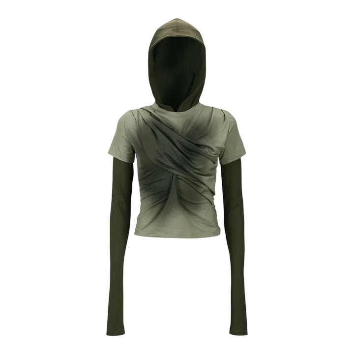 Club21 - Andersson Bell - Gathered Hoodie Jersey Top - SWEATSHIRTS - Khaki