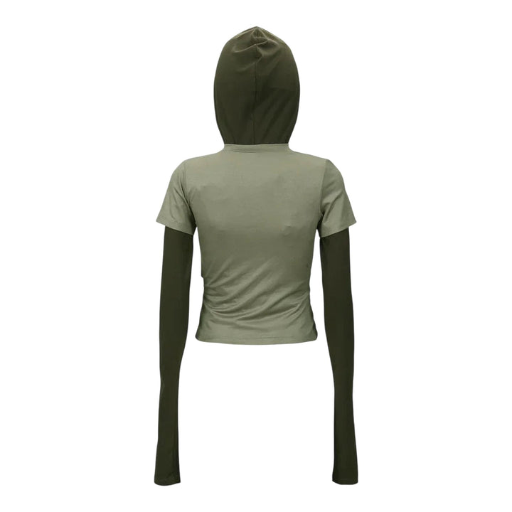Club21 - Andersson Bell - Gathered Hoodie Jersey Top - SWEATSHIRTS - Khaki