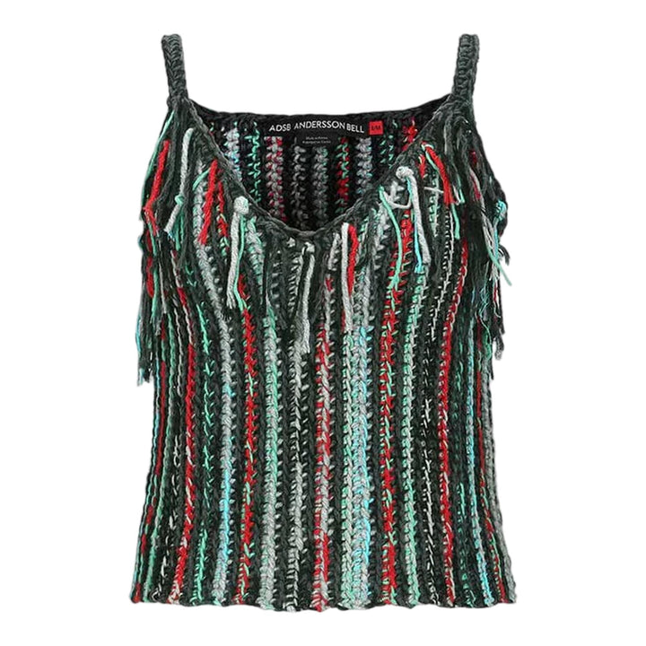Club21 - Andersson Bell - Peytona Fringed Hand Knitted V-Neck Tank Top - TANK TOPS - Multi