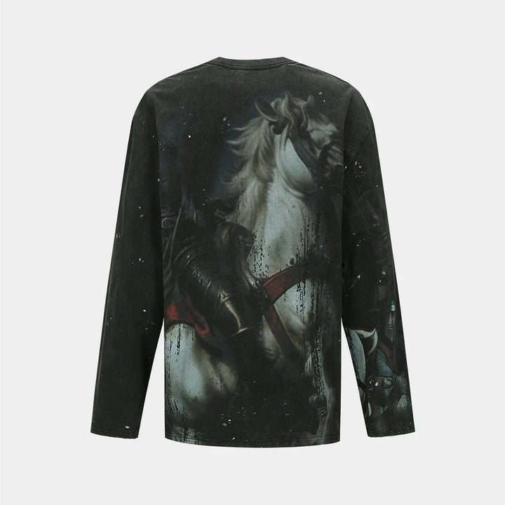 Club21 - Andersson Bell - Unisex Knight Printed Long Sleeve Tee - TEES - Charcoal