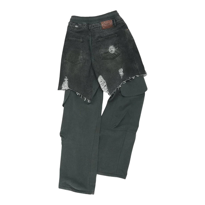 Club21 - Andersson Bell - Unisex Rugged Denim-Inset Sweatpants - SWEATPANTS - Black