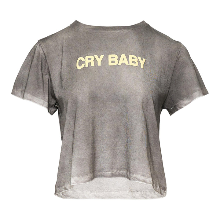 Club21 - Ashley Williams - Washed Grey Cropped T-Shirt - TEES - Grey
