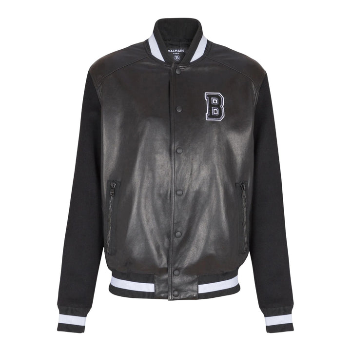 Club21 - Balmain - Leatherwool Varsity Jacket - BLOUSON - Black