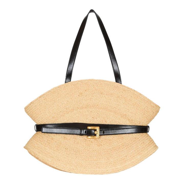 Club21 - Balmain - Shuffle Medium Raffia Calfskin - HANDBAGS - Beige