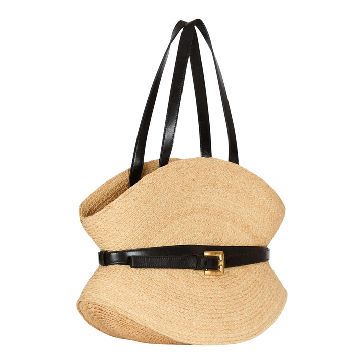 Club21 - Balmain - Shuffle Medium Raffia Calfskin - HANDBAGS - Beige