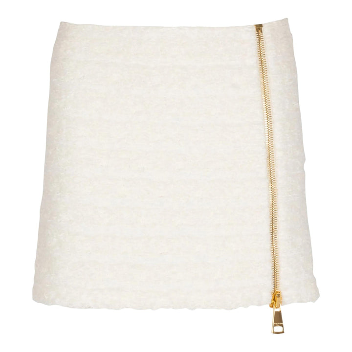 Club21 - Balmain - Zipped Knit Tweed Skirt - SKIRTS - Off-White