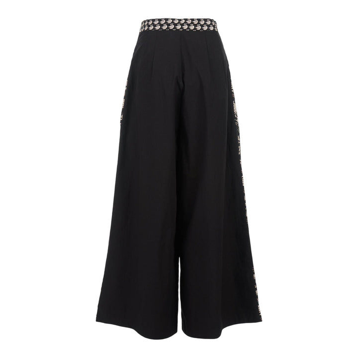 Club21 - Biyan - Cotton Print Wide Long Pants - PANTS - Black