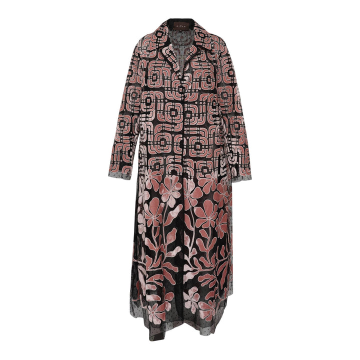 Club21 - Biyan - Dot Tulle Coat With Velvet Embroidery - COATS - Black