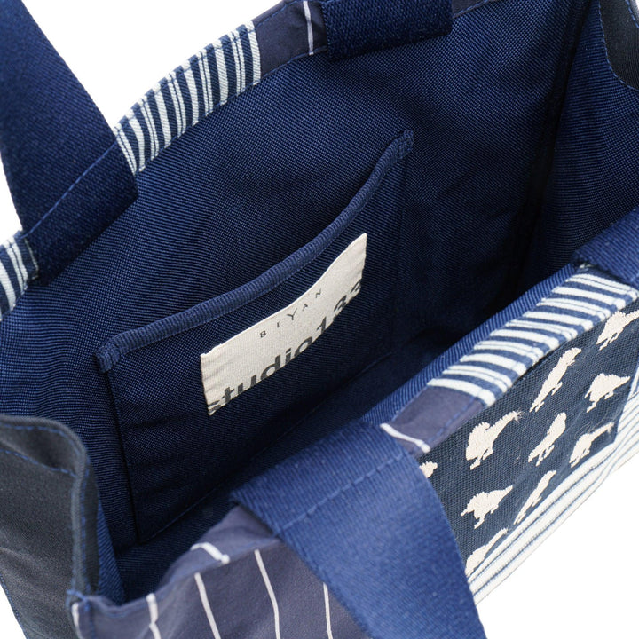 Club21 - Biyan - Embroidered Mix Stripe Denim Bag - HANDBAGS - Navy