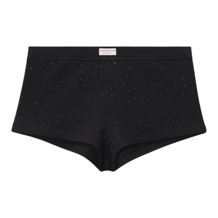 Club21 - Bodywear by Alexander Wang - Waffle Knit Crystal Rhinestone Shorts - UNDERWEAR - Black