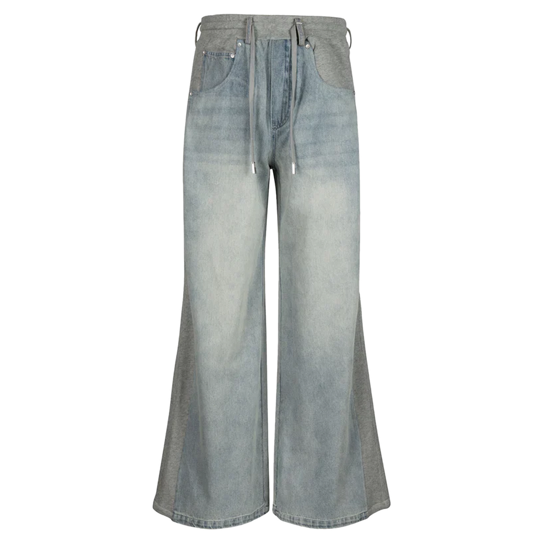 Quần jeans nỉ phối panel