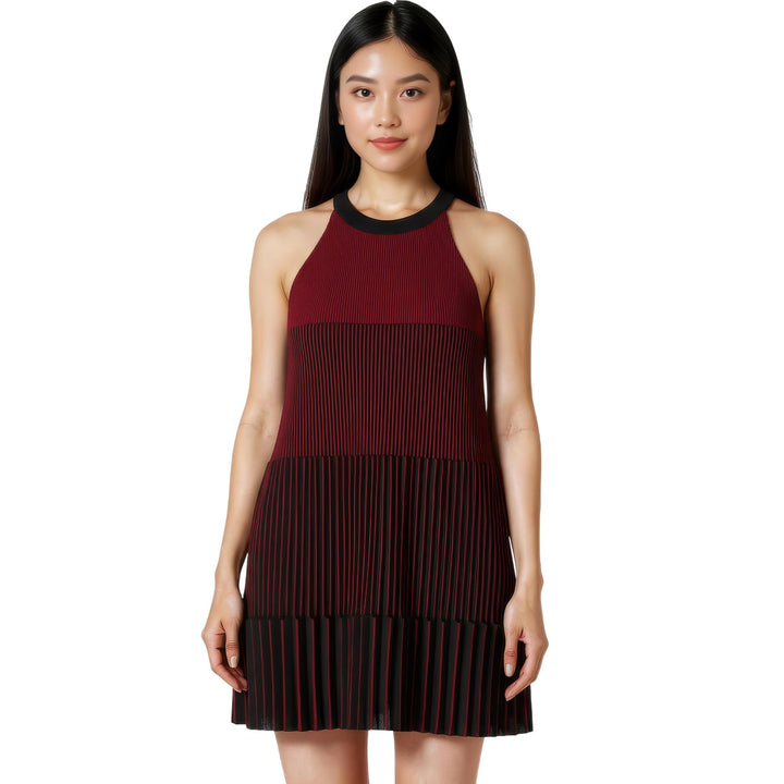 Club21 - CFCL - Accordion Sleeveless Mini Dress - DRESSES - Maroon
