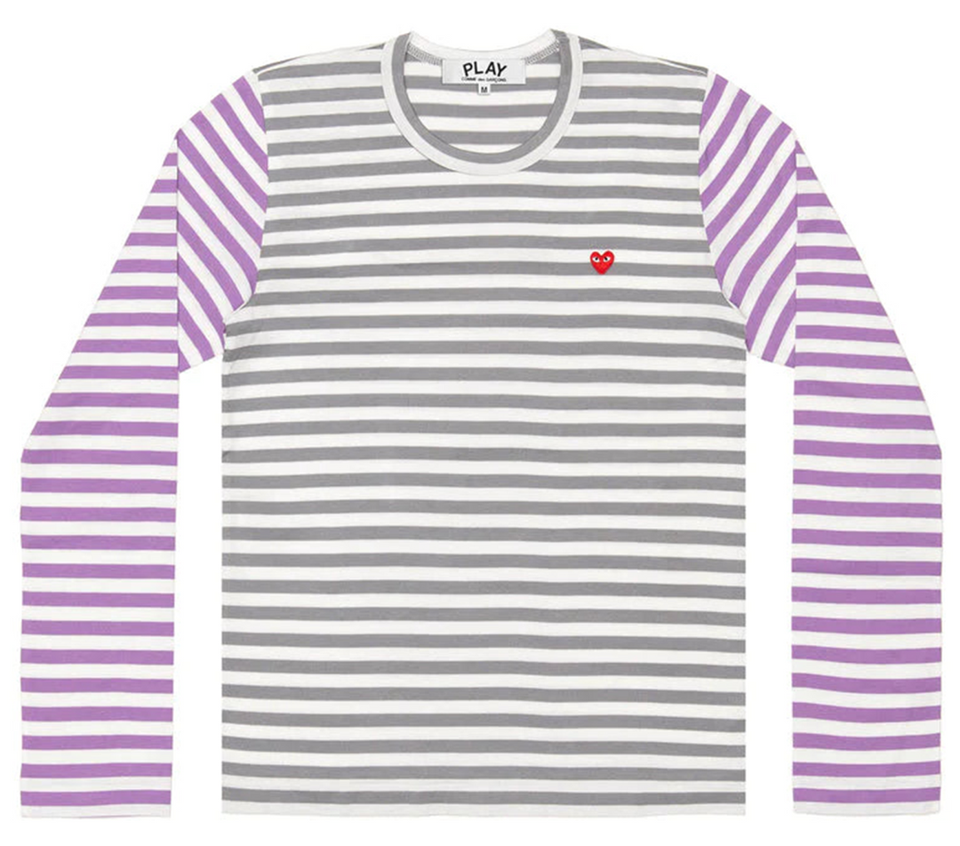 Small Red Heart Bi-Color Stripe Tee Men