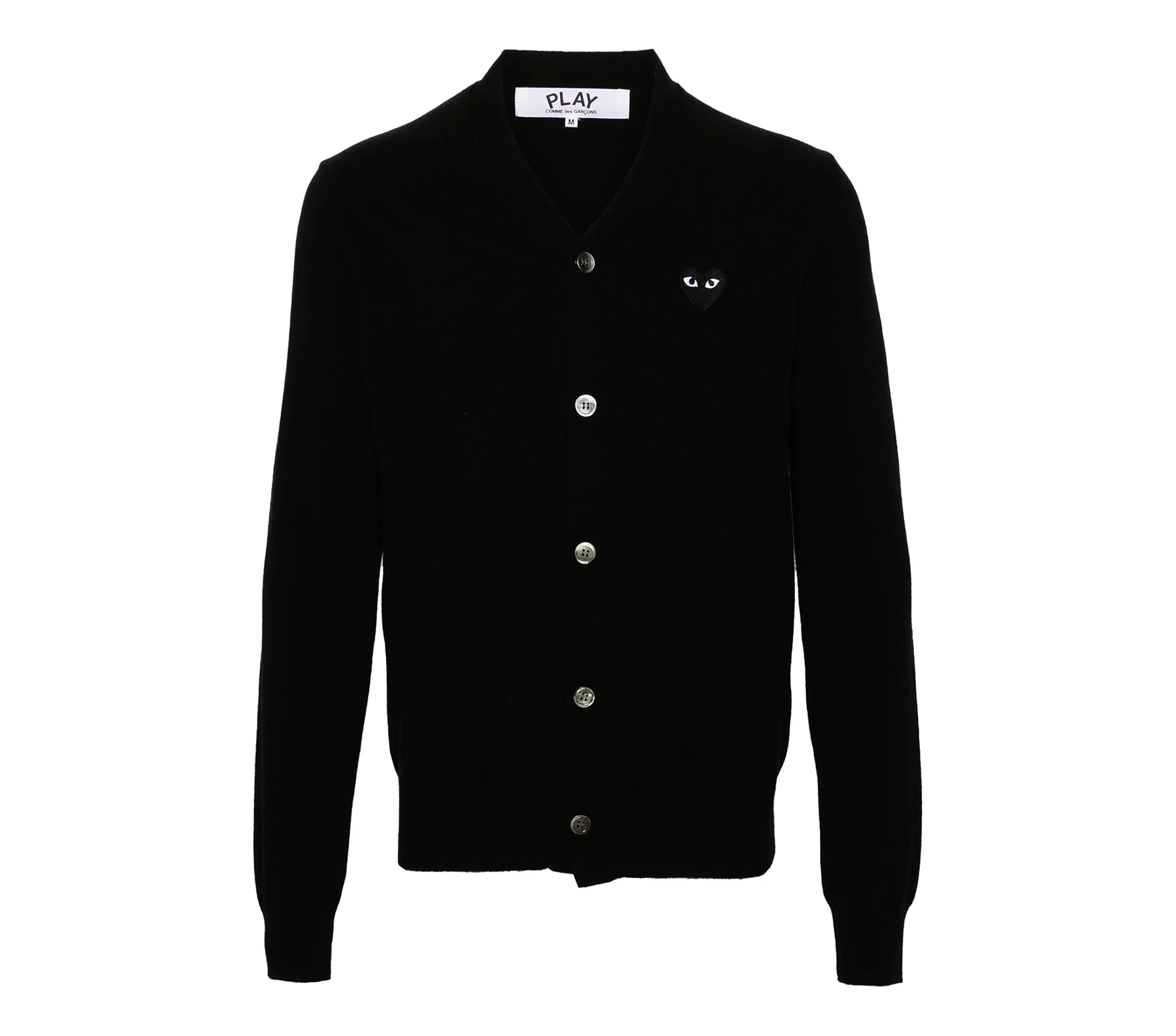 V Neck Cardigan Black Emblem Unisex Club21