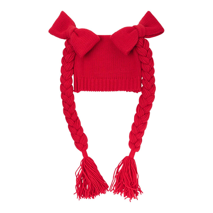 Club21 - COMME des GARCONS GIRL - Big Bowknot Pony Tail Knit Cap - HATS - Red