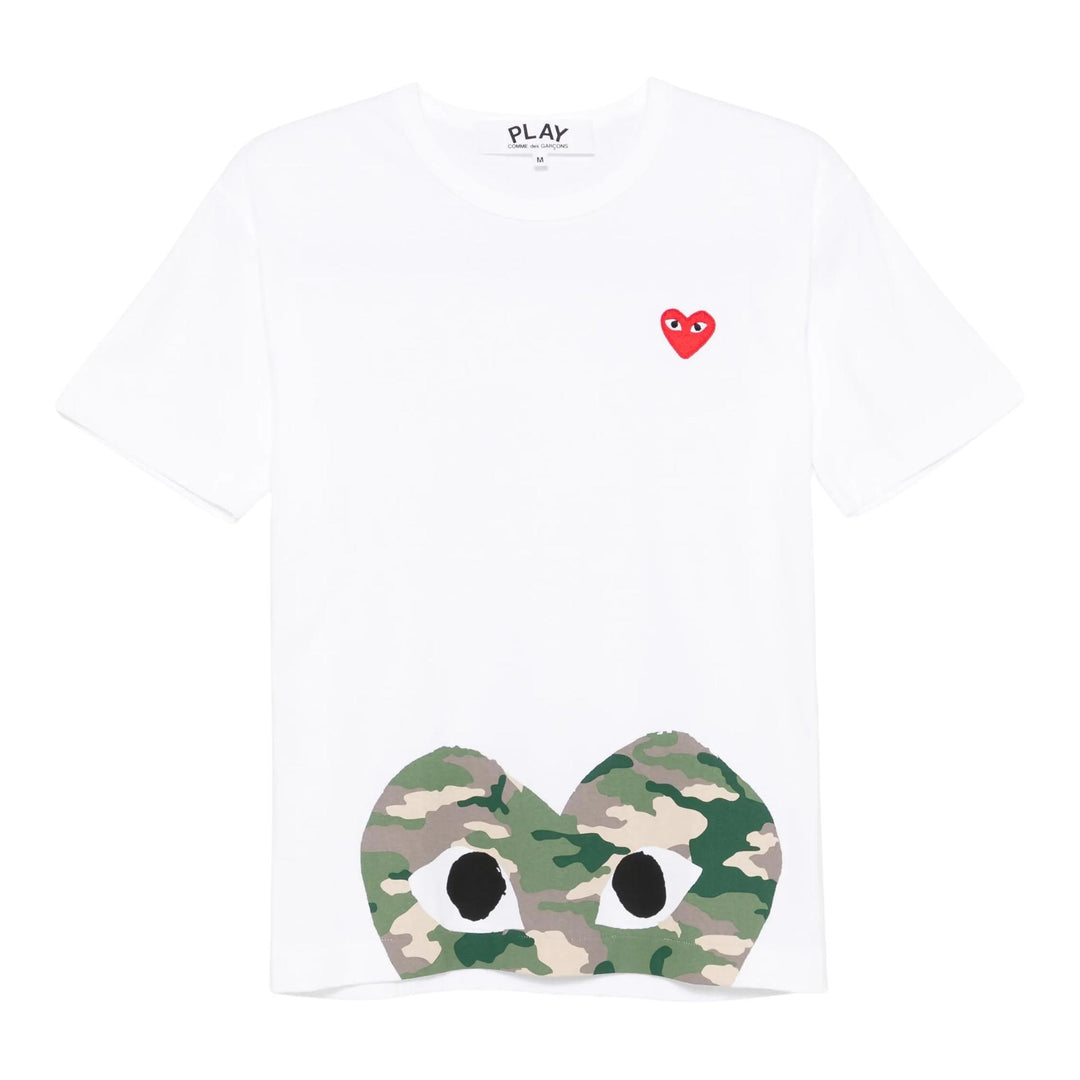 Club21 - COMME des GARCONS PLAY - Camo Bottom Heart Short Sleeve Tee Unisex - TEES - White