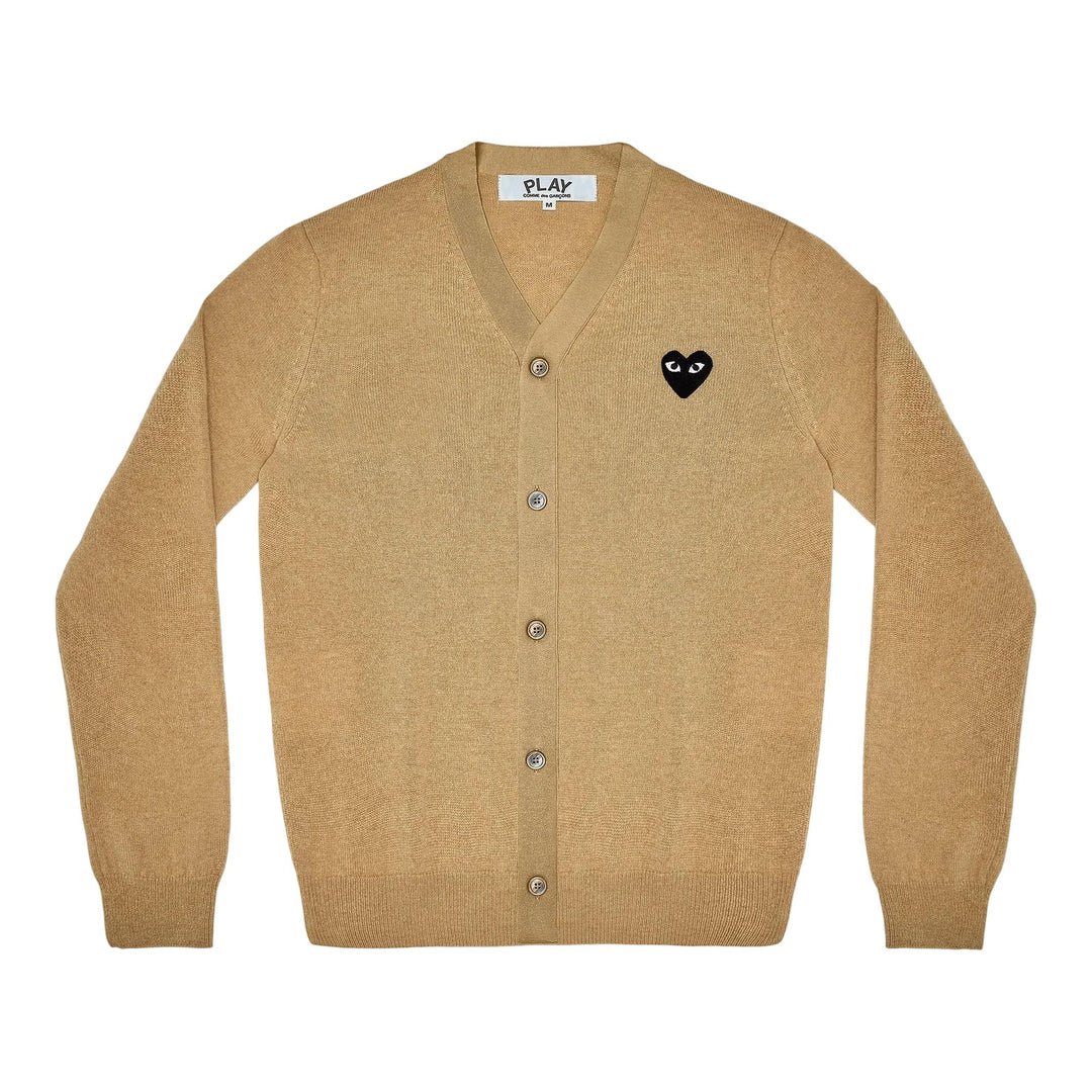 Club21 - COMME des GARCONS PLAY - V-Neck Cardigan Black Emblem Cardigan Unisex - CARDIGANS - Natural