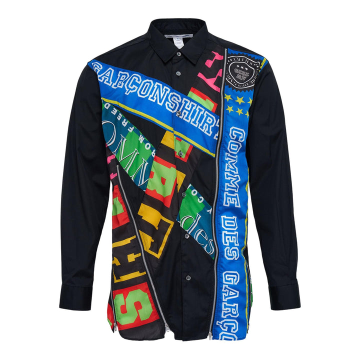 Club21 - COMME des GARCONS SHIRT - Cotton Poplin Print Long Sleeve Shirt - SHIRTS - Black