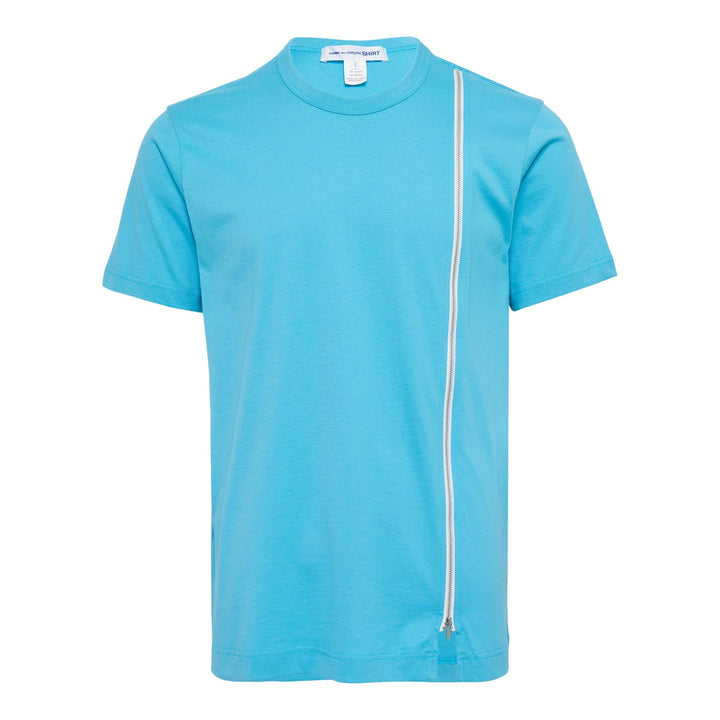 Club21 - COMME des GARCONS SHIRT - Plain Jersey T-Shirt With Zipper - TEES - Light Blue