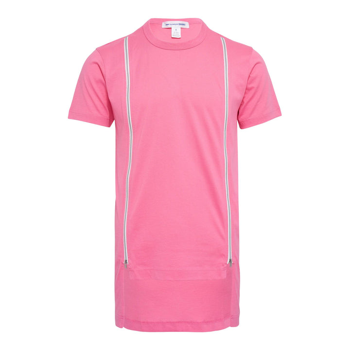 Club21 - COMME des GARCONS SHIRT - Plain Jersey T-Shirt With Zipper - TEES - Pink