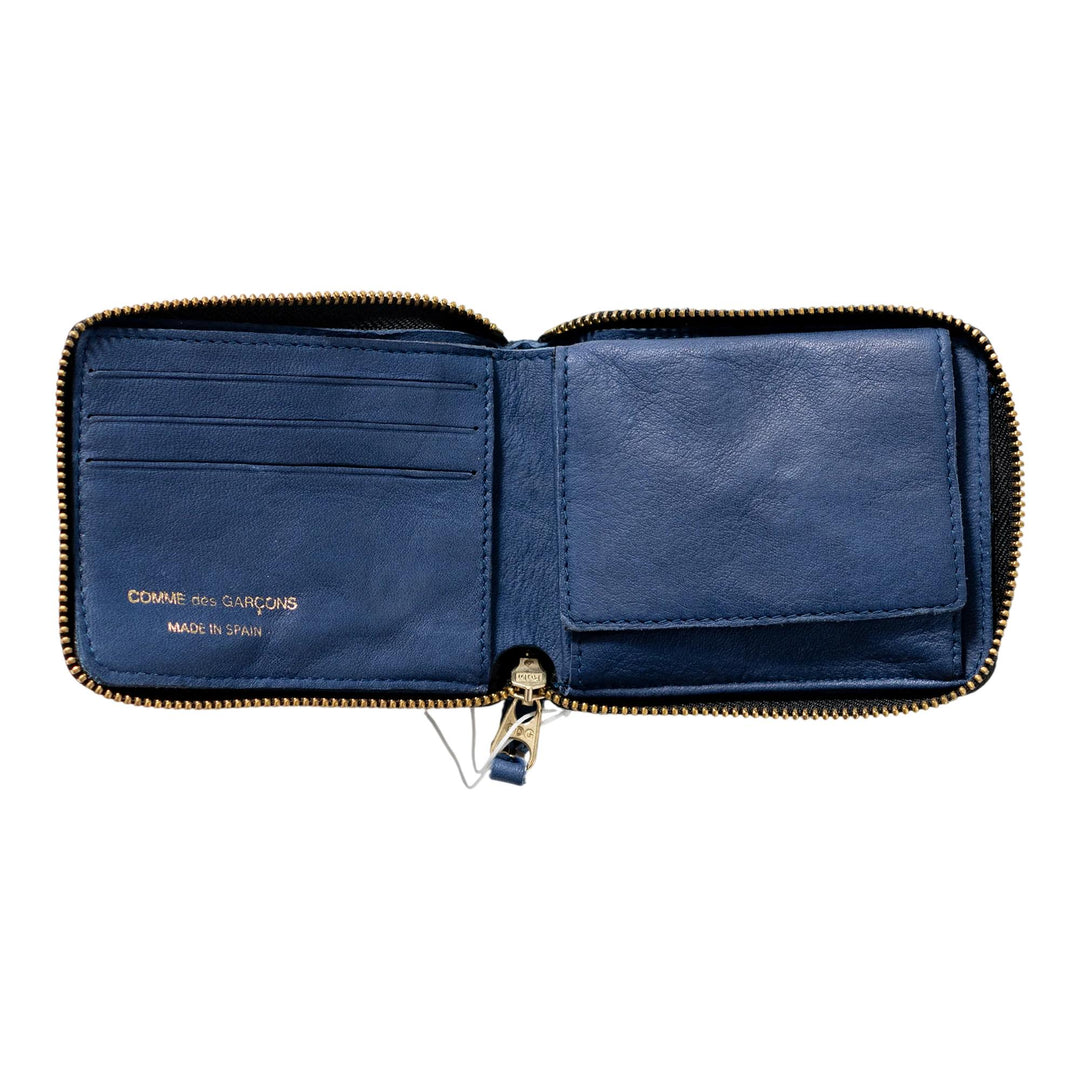 Club21 - COMME des GARCONS WALLET - Washed U Zipped Wallet - ZIP ARD WALLETS - Navy