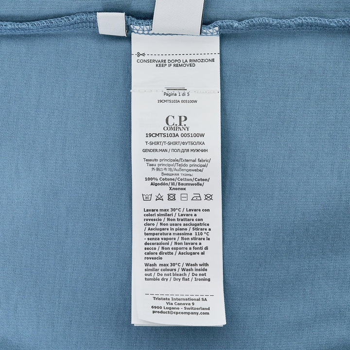 Club21 - C.P. Company - 30/1 Jersey Short Sleeve Logo T-Shirt - TEES - Blue