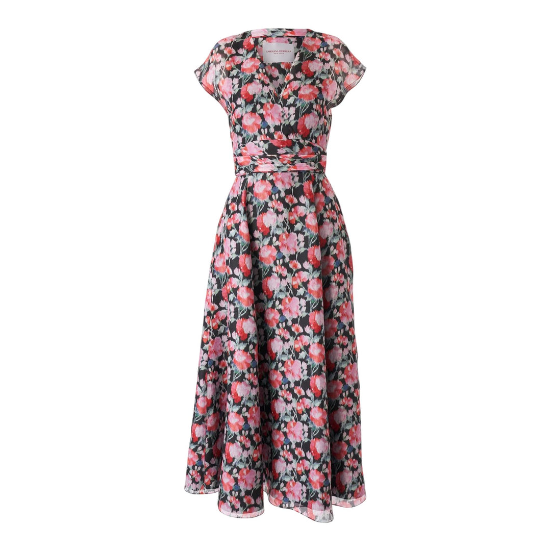 Club21 - Carolina Herrera - Cap Sleeve V Neck Midi Dress - WOVEN DRESSES - Pink