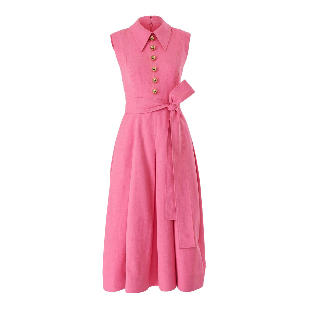 Club21 - Carolina Herrera - Sleeveless Pleated Midi Dress - WOVEN DRESSES - Pink