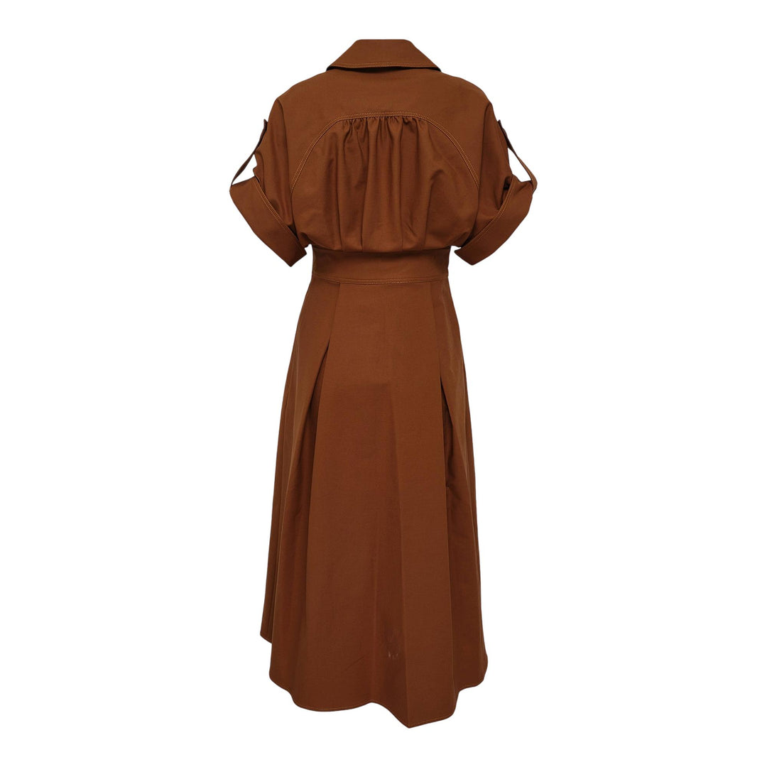 Club21 - Carolina Herrera - Wide Sleeve Shirt Dress - WOVEN DRESSES - Brown