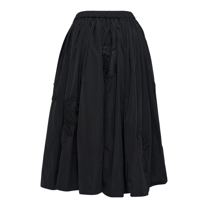 Club21 - Caroline Hu - Black Pleated Ribbon Embroidery Skirt - SKIRTS - Black