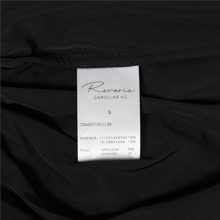 Club21 - Caroline Hu - Black Pleated Ribbon Embroidery Skirt - SKIRTS - Black