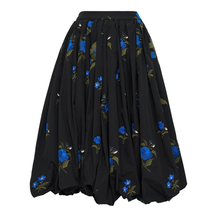 Club21 - Caroline Hu - Black Pleated Roses Embroidery Skirt - SKIRTS - Black
