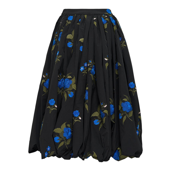 Club21 - Caroline Hu - Black Pleated Roses Embroidery Skirt - SKIRTS - Black