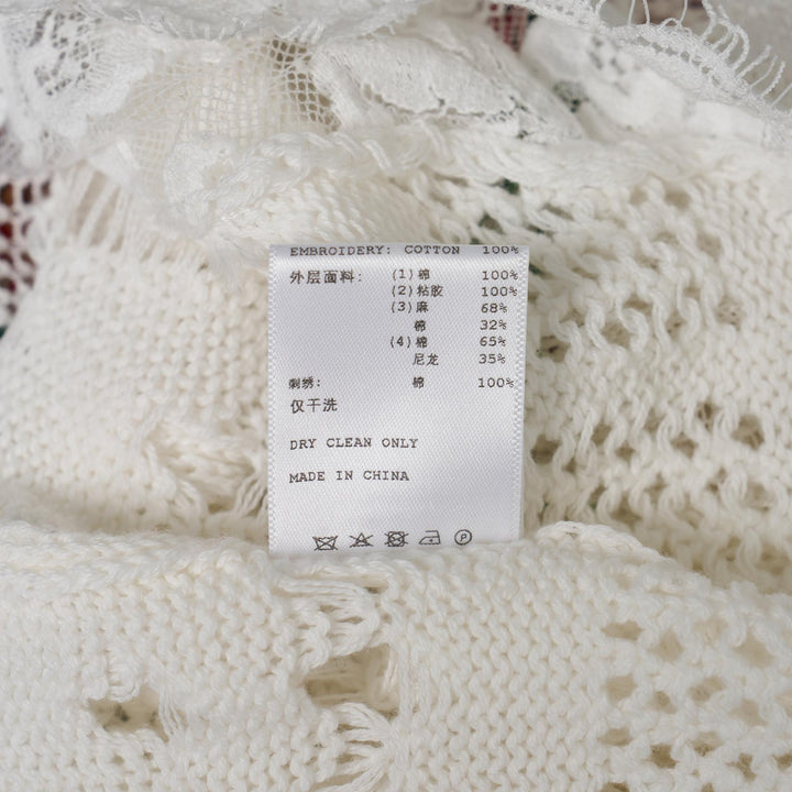 Club21 - Caroline Hu - White Collaging Floral Embroidery Top - KNIT TOPS - White