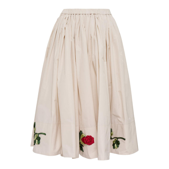 Club21 - Caroline Hu - White Pleated Ribbon Embroidery Skirt - SKIRTS - White